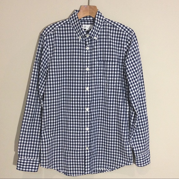 GAP Other - GAP Slim Fit Navy Gingham Button Down Shirt Small